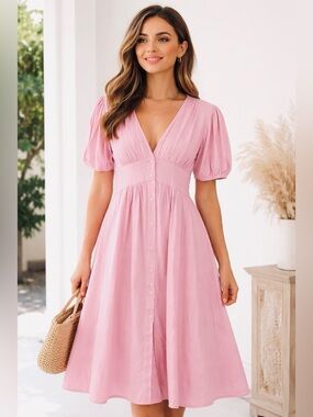 Abel the Label* Linen Blend Midi-Dress